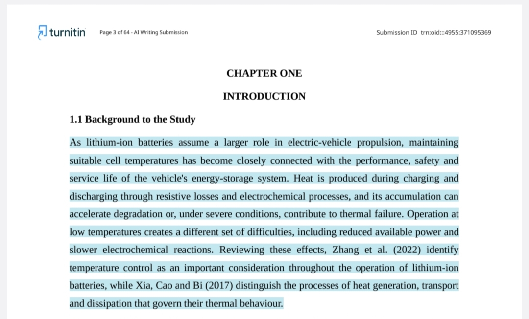 Original sample Turnitin document page with AI writing passages highlighted